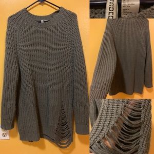 Long, baggy, grunge grey sweater